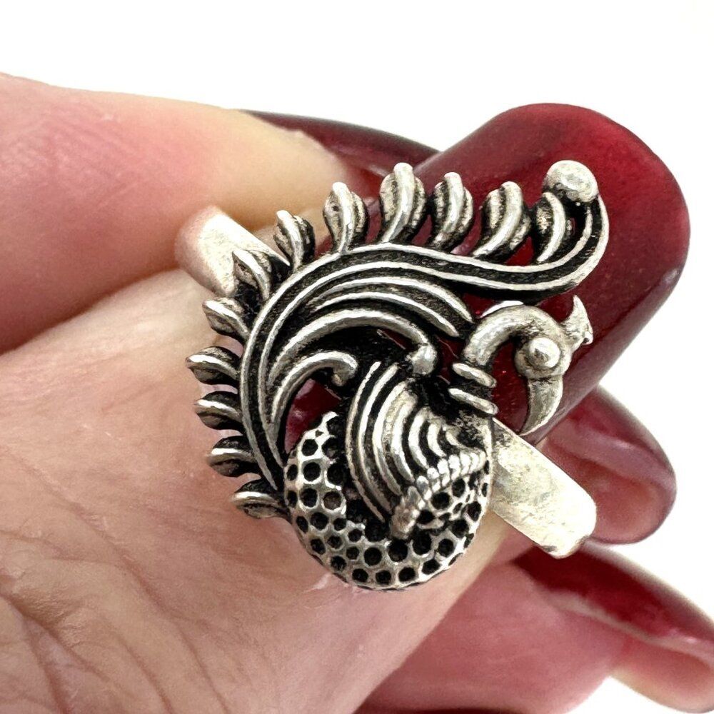 Sterling Silver Phoenix Peacock Ring